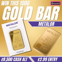 100g Gold Bar Metalor or £8,500 Cash alt
