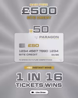 50 Winners of £50 Site Credit - 1 in 16 Tickets Wins