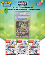 PSA 10 Leafeon EX 144/131 & 3 Prismatic Evolutions Booster Bundles