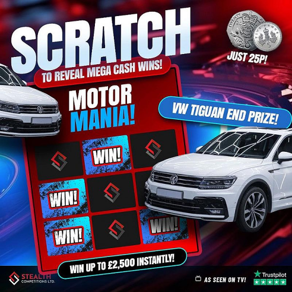 Motor Mania Scratch Edition - Vw Tiguan End Prize!
