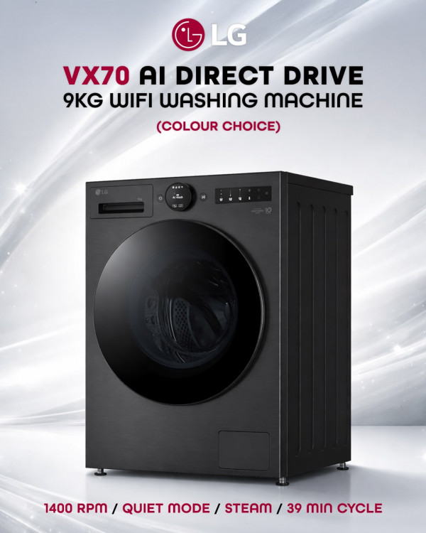 LG VX70 AI Direct Drive 9kg WiFi Washing Machine (Colour Choice)