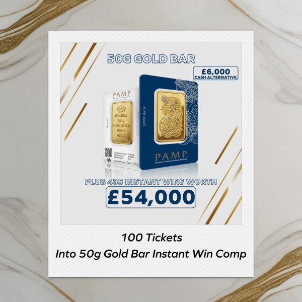 100 Tickets Into 50g Gold Bar Instant Win