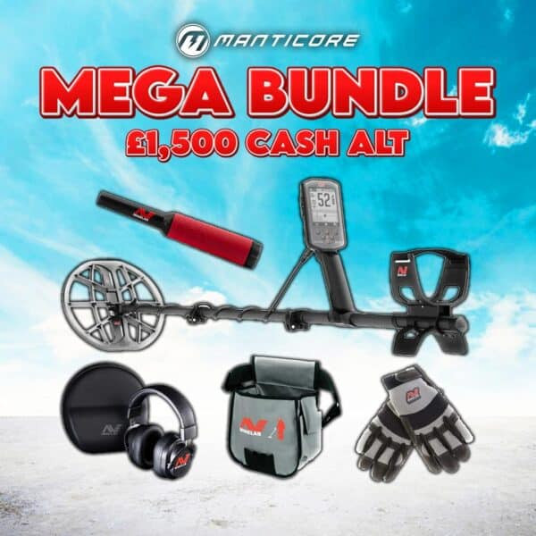 Minelab Manticore Mega Bundle (2 x Coils, ProFind40, Gloves, Finds Pouch) Or £1,500 Cash