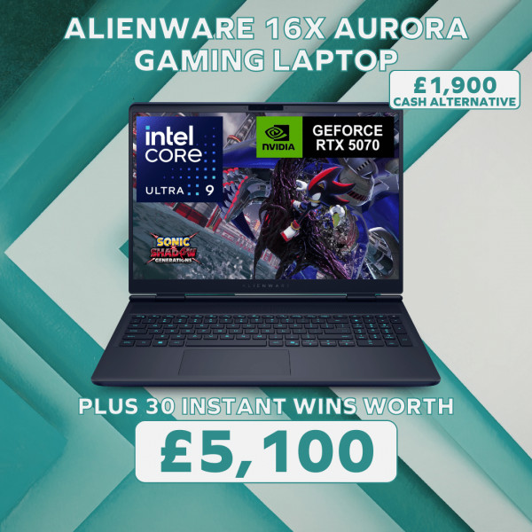 Alienware 16X Aurora Gaming Laptop plus £5,100 of Instant Wins