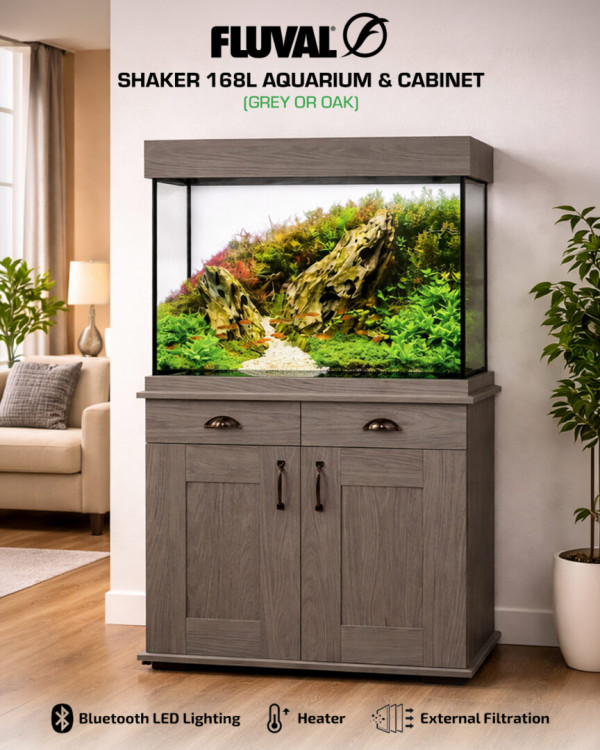 Fluval Shaker 168L Aquarium & Cabinet (Grey or Oak)