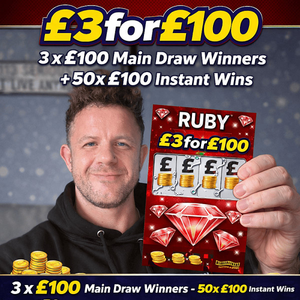 £3for£100 - 3x£100 Main Winners + 50 x £100 Instants