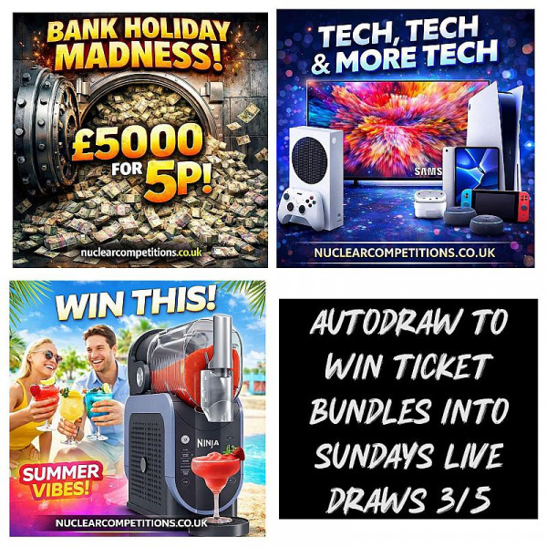 Autodraw 2 to win ticket Bundle into this weeks live draws on 03/05