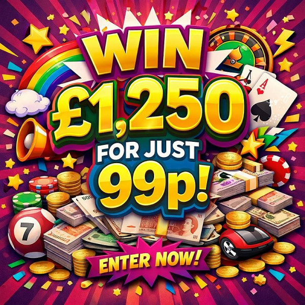 Win £1,250 Cash For 99p - Auto Draw!