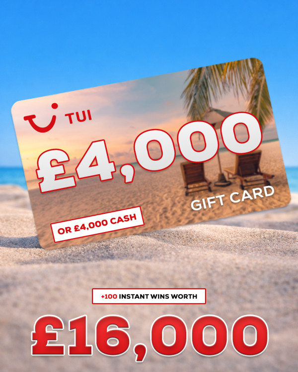 £4,000 TUI Gift Card with £16,000 of Instant Wins