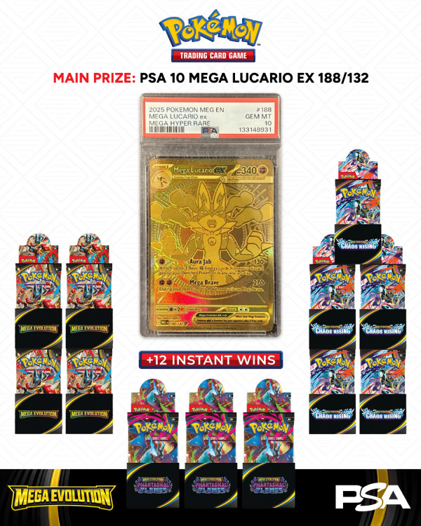PSA 10 Mega Lucario EX 188/132 with 12 Instant Wins
