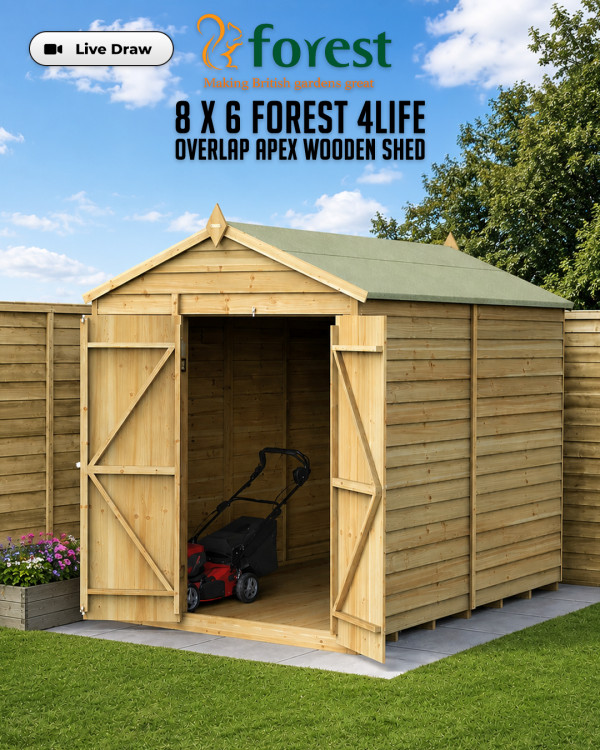 8 x 6 Forest 4Life Overlap Apex Wooden Shed