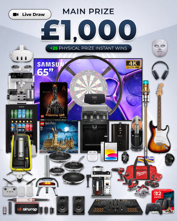 £1,000 Main Prize with 25 Physical Instant Wins
