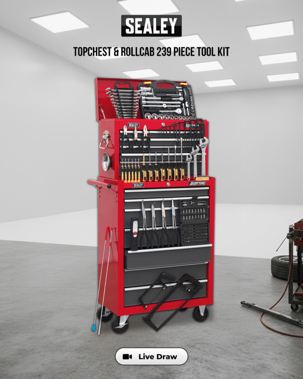 Sealey Topchest &amp;amp; Rollcab 14 Drawer 239pc Tool Kit