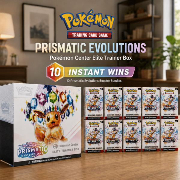 Prismatic Pokemon Center Elite Trainer Box plus 10 Prismatic Booster Bundle Instant Wins