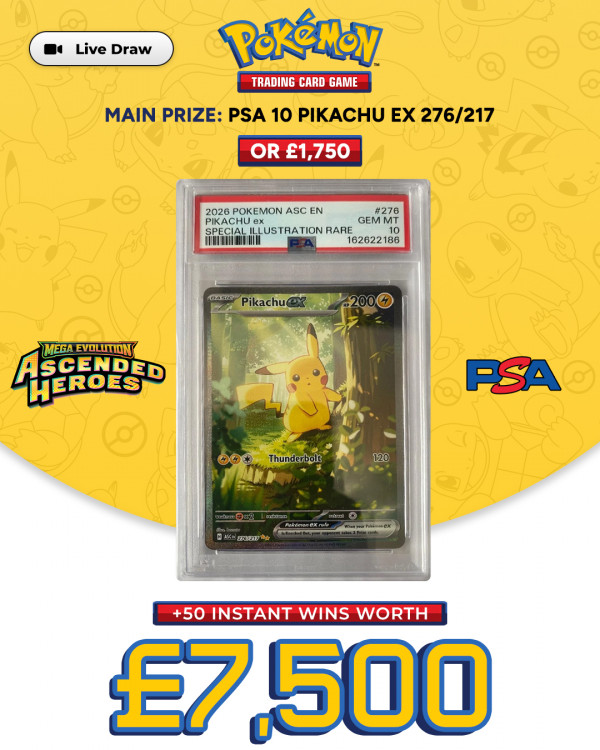 PSA 10 Pikachu EX 276/217 with £7,500 of Instant Wins