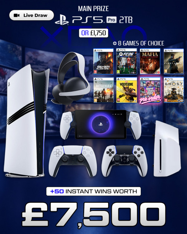 PS5 Pro Bundle (or £1,750) with £7,500 of Instant Wins