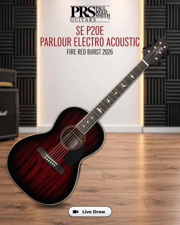 PRS SE P20E Parlour Electro Acoustic in Fire Red Burst