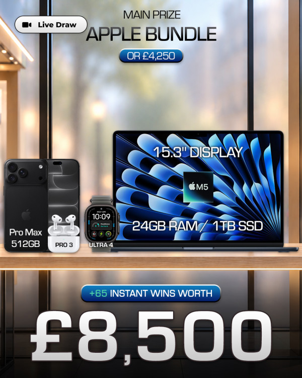 Apple Bundle (or £4,250) with £8,500 of Instant Wins