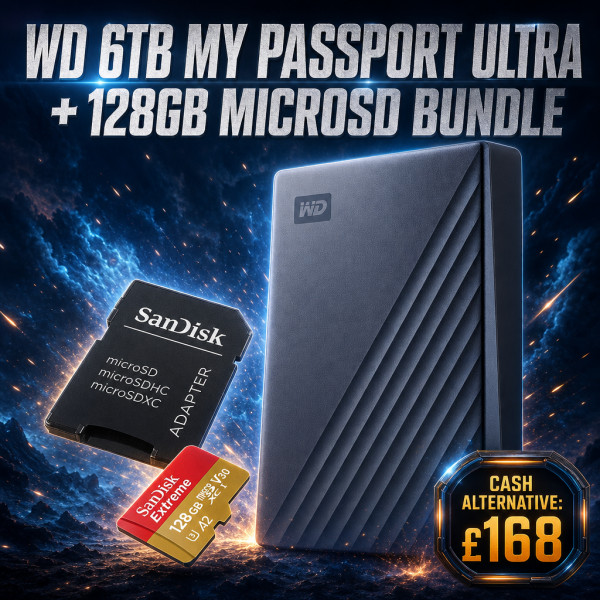 WD 6TB MY PASSPORT ULTRA + 128GB MICROSD BUNDLE